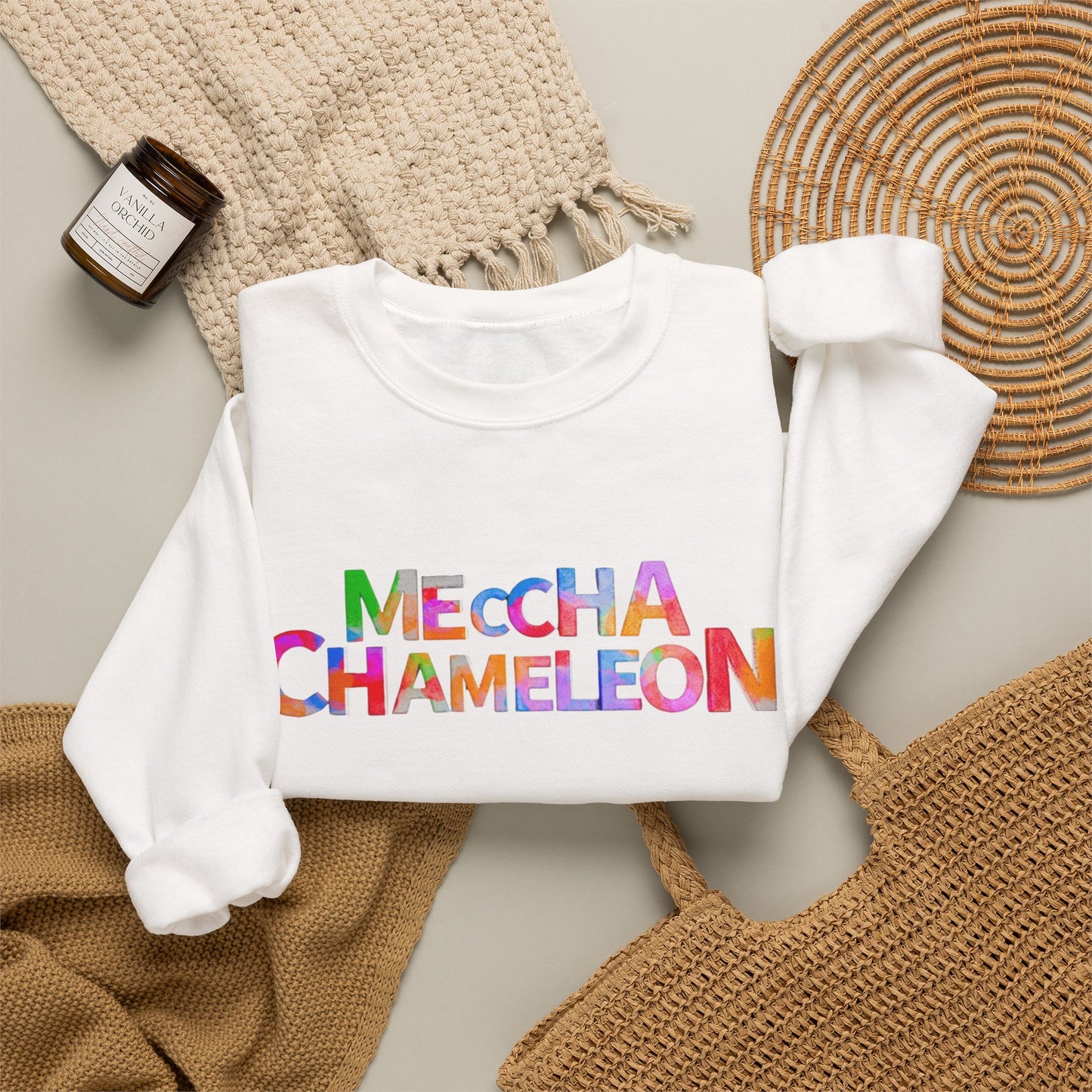 Meccha Chameleon Logo White Sweatshirt